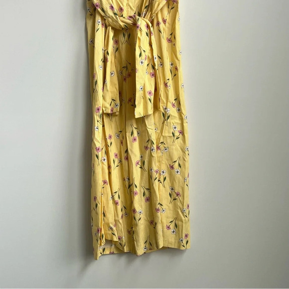 Revolve Finders Keepers Limoncello Cropped Jumpsuit Wide Leg Linen Flower Stripe - Picture 13 of 16